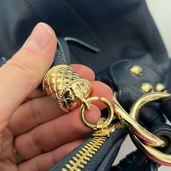 ASO Cameron Diaz👜Onna Ehrlich/ Rachel bag/ Hobo bag/ 100% Leather/ Navy blue - Picture 8 of 17